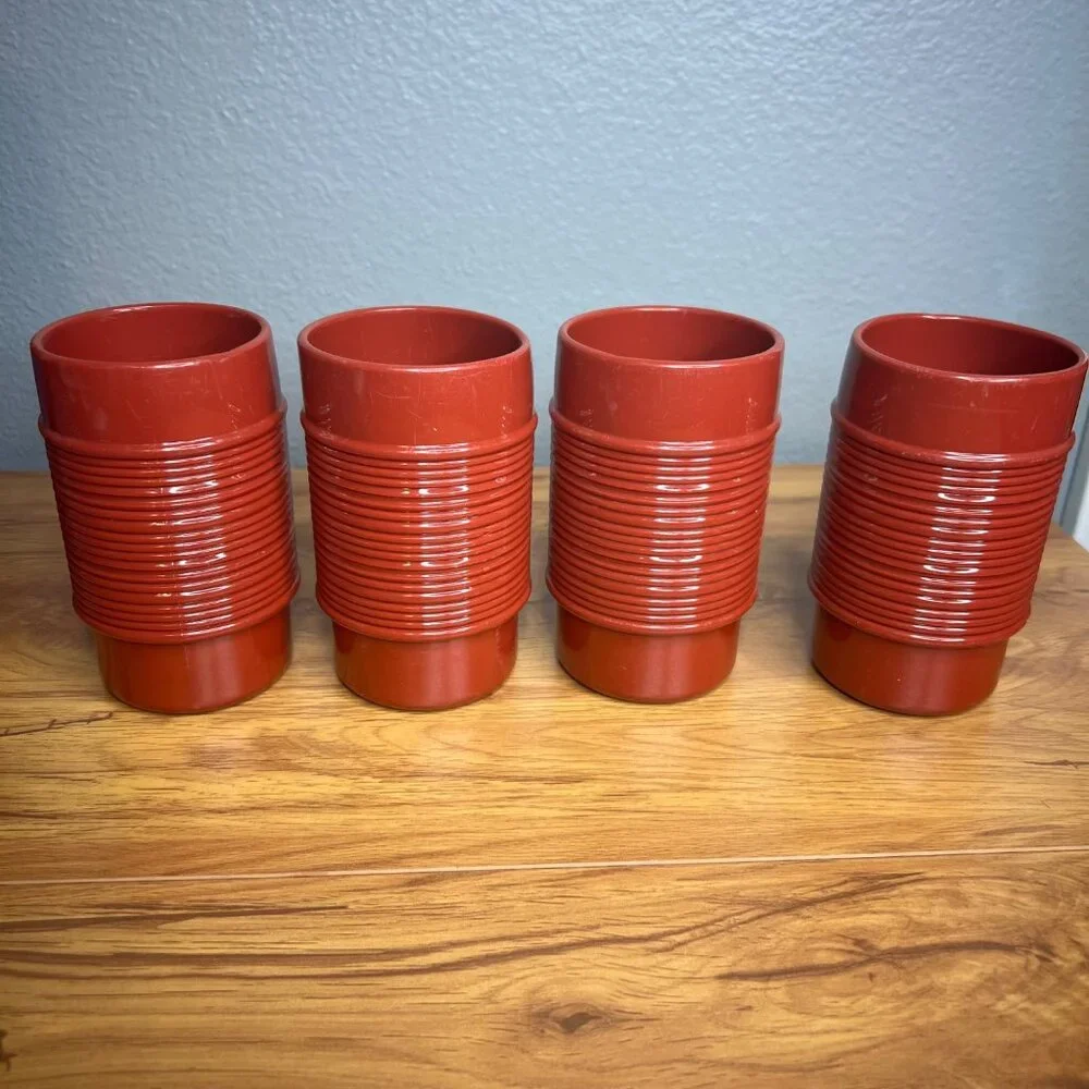 Vintage Melamine Red Orange Tumblers 5